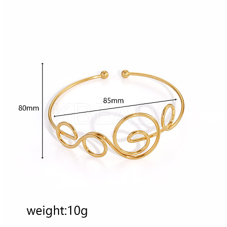 304 Stainless Steel Spiral Geometric Upper Arm Cuff Bangles for Women WGCF51B-02-1