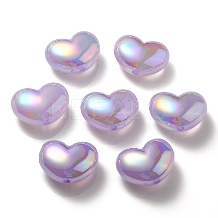 UV Plating Rainbow Iridescent Imitation Jelly Acrylic Beads OACR-C007-08A-1