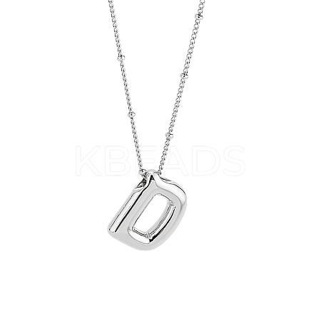 1pc Brass Chain with Alloy Letter Pendants Necklaces NJEW-LP0001-41D-P-1