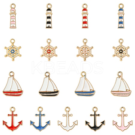 85Pcs 17 Styles Nautical Theme Alloy Enamel Pendants FIND-CJ0003-43-1
