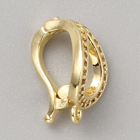 Brass Micro Pave Clear Cubic Zirconia Fold Over Clasps FIND-WH0428-15G-1