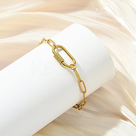 304 Stainless Steel Oval Link Bracelets BJEW-JB13935-1