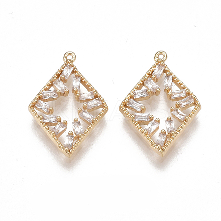 Brass Cubic Zirconia Pendants KK-T038-369G-1