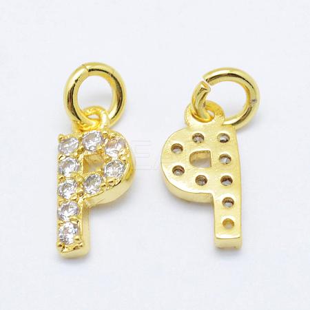 Brass Micro Pave Grade AAA Cubic Zirconia Charms ZIRC-P067-11G-P-NR-1