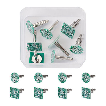 4 Pairs 2 Style Brass Cufflinks AJEW-CF0001-22-1