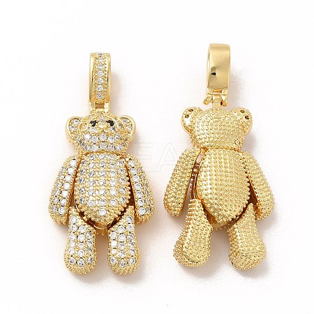 Rack Plating Brass Micro Pave Cubic Zirconia Pendants KK-G456-08G-1