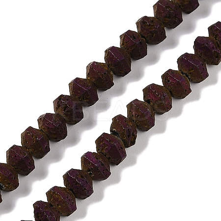 Electroplated Natural Lava Rock Beads Strands G-A234-F02-01F-1