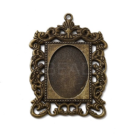 Rectangle Tibetan Style Alloy Big Pendant Cabochon Settings PALLOY-K109-77AB-NR-1
