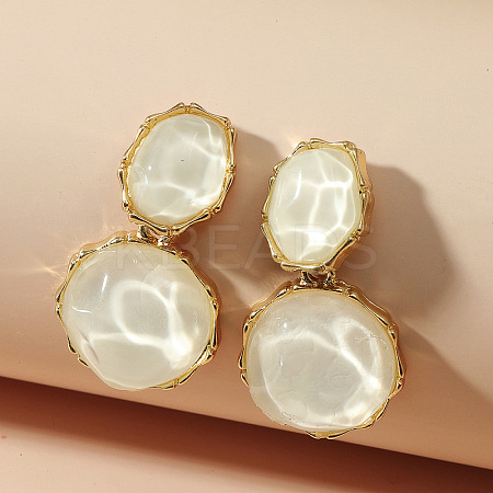 Zinc Alloy Resin Dangle Stud Earrings FS-WG37519-01-1