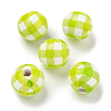 Printed Wood European Beads WOOD-G022-13M-1