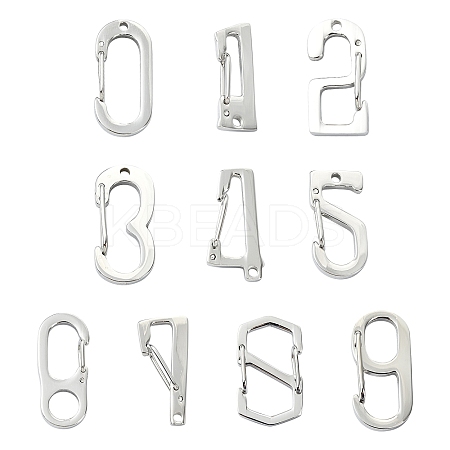 10Pcs 10 Styles 304 Stainless Steel Keychain Clasp Findings FIND-CJ0002-80-1