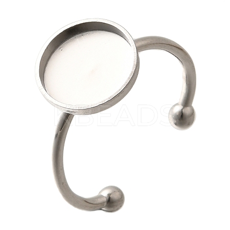 304 Stainless Steel Open Cuff Ring Components STAS-M057-01D-P-1