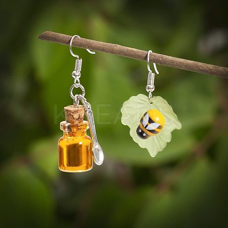 Bees Alloy Resin Dangle Earrings FS-WGAE13C-01-1