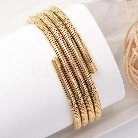 304 Stainless Steel Spring Multi-strand Bangles for Women BJEW-Z086-01G-02-1