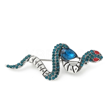 Snake Alloy Rhinestone Brooches for Backpack Clothes JEWB-Z040-01B-AS-1
