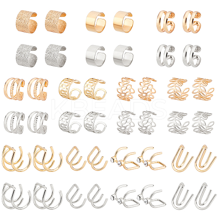 44Pcs Brass Cuff Earrings Set EJEW-PH0001-09-1