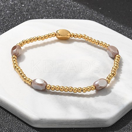 304 Stainless Steel Beads Stretch Breacelets for Women BJEW-M054-01G-01-1