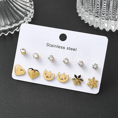 304 Stainless Steel Micro Pave Cubic Zirconia Stud Earrings Kits For Women EJEW-B112-01G-03-1
