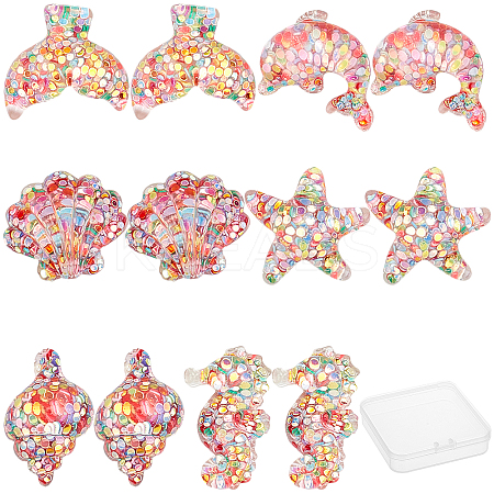 Transparent Flatback Resin Cabochons Accessories RESI-SC0001-54-1