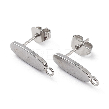 Non-Tarnish 201 Stainless Steel Oval Stud Earring Findings STAS-K259-20P-1