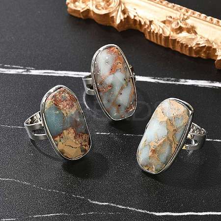 Natural Aqua Terra Jasper Finger Rings RJEW-A068-04P-1