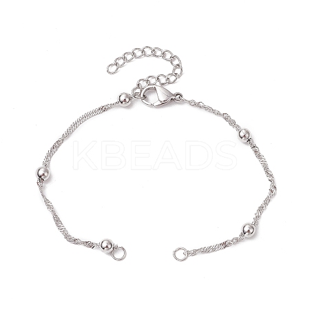 304 Stainless Steel Singapore Chain Bracelets Making AJEW-JB01307-02-1
