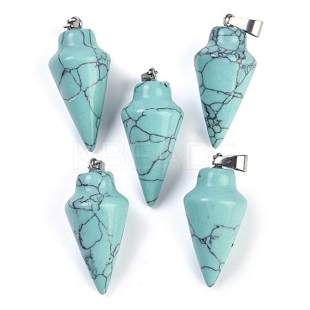 Synthetic Turquoise Gemstone Pointed Pendants G-K384-01P-03-1
