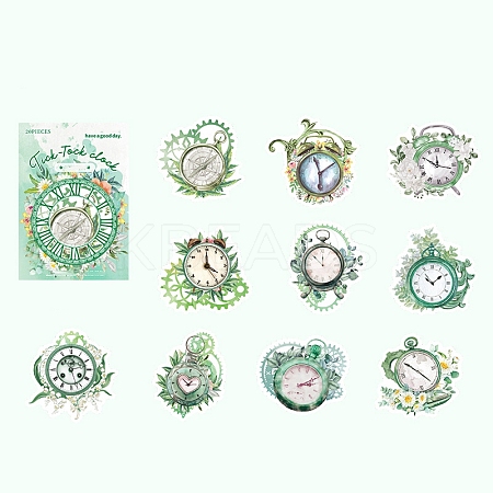 20Pcs Flower Clock PVC Waterproof Self-Adhesive Stickers PW-WG94489-03-1