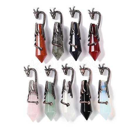 Natural & Synthetic Mixed Gemstone Faceted Pointed Bullet Big Pendants G-L524-19R-1