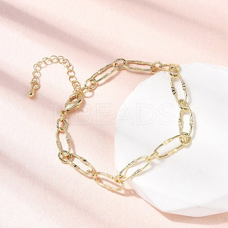 Brass Paperclip Chains Bracelet for Women BJEW-A065-09G-1