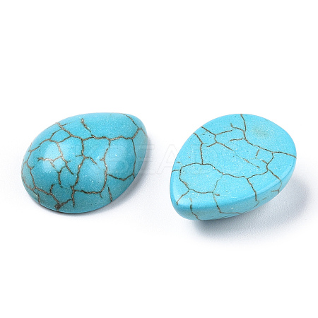 Craft Findings Dyed Synthetic Turquoise Gemstone Flat Back Teardrop Cabochons LS-X-TURQ-S270-30x40mm-01-1