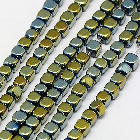 Electroplate Non-magnetic Synthetic Hematite Beads Strands G-J172-3x3mm-06-1