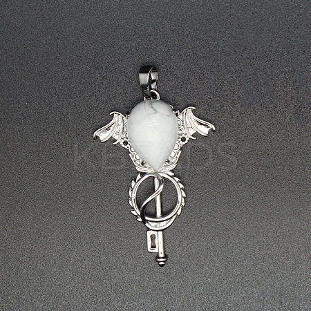 Natural Howlite Teardrop Pendants PW-WG60016-19-1
