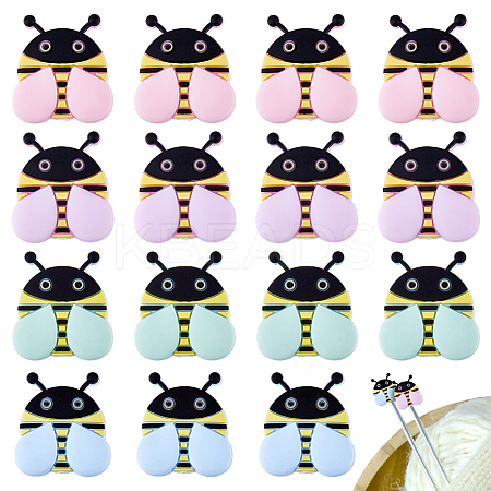 16Pcs 4 Colors Bees Food Grade Eco-Friendly Silicone Focal Beads SIL-DC0001-42-1