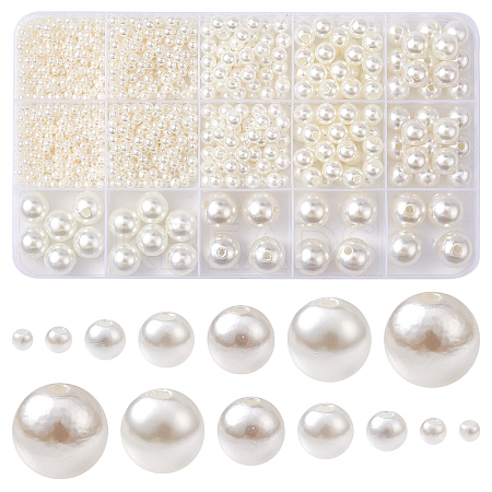 About 1173pcs ABS Plastic Imitation Pearl Beads KY-CJ0001-96-1