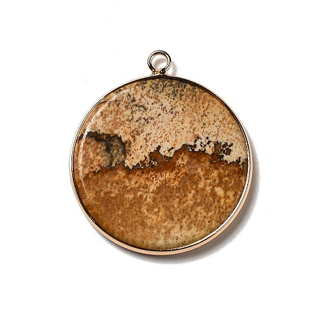 Natural Picture Jasper Pendants G-A213-01G-07-1