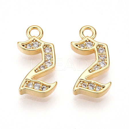 Brass Micro Pave Cubic Zirconia Charms KK-N261-104C-G-1