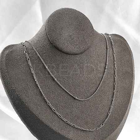 Brass Double Layer Necklaces NJEW-D302-53P-1