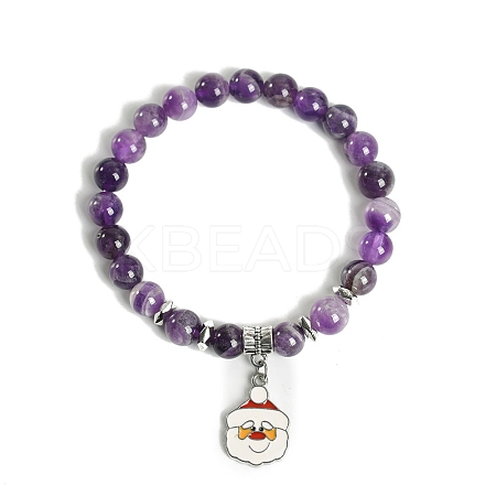 Christmas Theme Natural Amethyst Stretch Bracelets PW-WGF1228-11-1