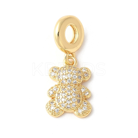 Brass Micro Pave Cubic Zirconia European Dangle Charms ZIRC-I071-26G-1
