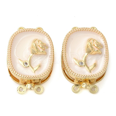 Brass Micro Pave Clear Cubic Zirconia with Enamel Box Clasps KK-G505-02G-1