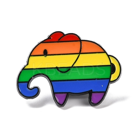Rainbow Pride Elephant Enamel Pin JEWB-F016-28EB-1