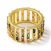 Rack Plating Brass Micro Pave Colorful Cubic Zirconia Rectangle Open Cuff Ring RJEW-M162-37G-3