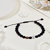 1Pc Sports Theme Glass Round Beads Braided Bead Bracelets for Unisex BJEW-LP0003-67B-1