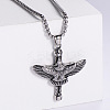Fashion 304 Stainless Steel Cross Animal Eagle Pendant Necklaces for Men NS1434-1-1