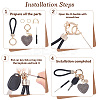 2Pcs 2 Styles PU Leather and Alloy Rhinestone Braided Keychain & Pendant Decorations KEYC-CN0001-11E-5
