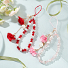  2Pcs 2 Colors Plastic & Handmade Polymer Clay Glass Rhinestone Beads Moblie Straps MOBA-NB0001-02-4
