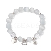Cat & Bell & Heart Brass Charm Bracelets BJEW-JB10484-02-1