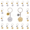 SUPERFINDINGS 16Pcs 2 Colors Sunflower Alloy Pendant Keychain KEYC-FH0001-34-1