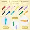 12Pcs 12 Colors Ion Plating(IP) 304 Stainless Steel Pendants STAS-UN0032-93-4